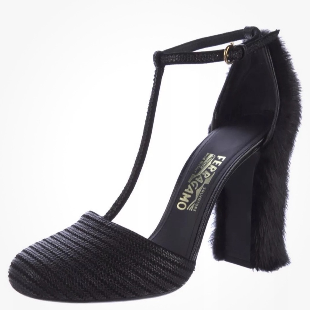 Salvatore Ferragamo Fergie Mink Heel size 8